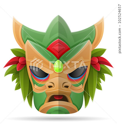 tiki mask hawaiian ancient tropical totem head face idol made of wood vector illustration tiki mask hawaiian ancient tropical totem head face idol made of wood vector illustration 102524657