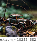 森林中的廢棄汽車“人工智能生成的圖像” 102524682