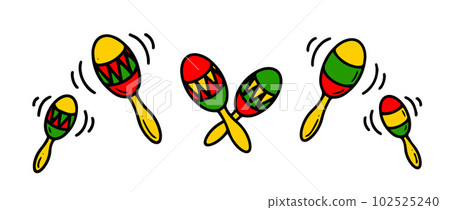 Maracas icon. Vector illustration of blue and red maraca and instrument sign. 102525240