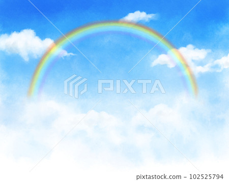 手繪水彩藍天和彩虹 102525794