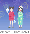 Illustration of a girl enjoying fireworks 102526974