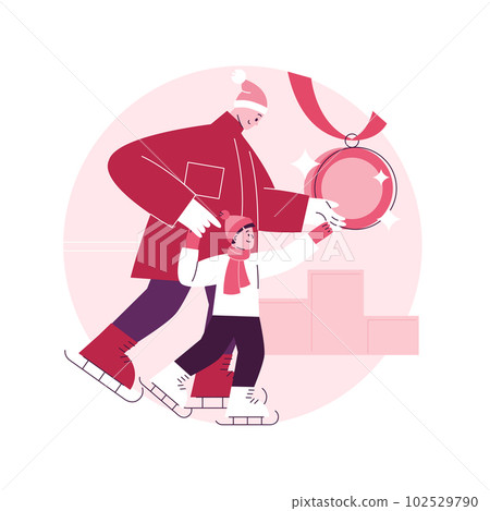 Skating abstract concept vector illustration. Winter sports, outdoor ice rink, family fun, figure skating lessons, active lifestyle, competition winner, skate blade abstract metaphor. 102529790