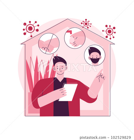 Work from home during sick leave abstract concept vector illustration. Virus outbreak prevention measures, social distance, governmental support, self protection, wear mask abstract metaphor. Work from home during sick leave abstract concept vector illustration. Virus outbreak prevention measures, social distance, governmental support, self protection, wear mask abstract metaphor. 102529829