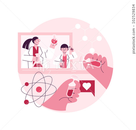 STEM activities abstract concept vector illustration. STEM during quarantine, fun home learning activity, self-isolation science entertainment, engineering challenge for kids abstract metaphor. 102529834