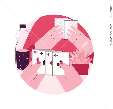 Play cards abstract concept vector illustration. Family card games, time spending, play with friends, home sitting activities, legal fun gambling, stay at home activity idea abstract metaphor. 102529845