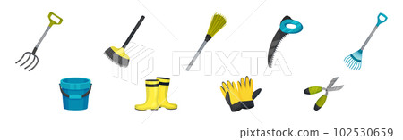 Garden Tool for Soil and Plant Cultivation Vector Set 102530659
