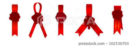 Wax Seal with Ribbon as Warranty Sign Vector Set 102530703