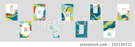 Abstract Cover or Card Design with Fancy Wavy Shapes Vector Set Abstract Cover or Card Design with Fancy Wavy Shapes Vector Set 102530722