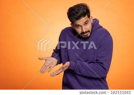 Man raising hands asking what why reason of failure anti lifehacks ridicules disbelief irritation Man raising hands asking what why reason of failure anti lifehacks ridicules disbelief irritation 102531083