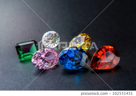 Natural Sapphire gemstone, Jewel or gems on black 102531431