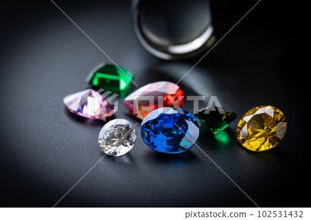 Natural Sapphire gemstone, Jewel or gems on black 102531432