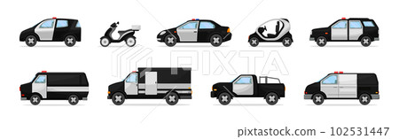 Police Car or Radio Motor Patrol Vehicle with Siren Vector Set Police Car or Radio Motor Patrol Vehicle with Siren Vector Set 102531447
