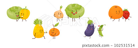 Cute Fruit and Vegetable Couples Feeling Love and Passion Vector Set Cute Fruit and Vegetable Couples Feeling Love and Passion Vector Set 102531514