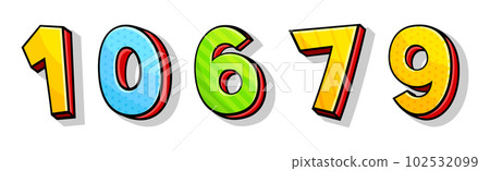 Colorful Number with Volume Shape Isolated on White Background Vector Set Colorful Number with Volume Shape Isolated on White Background Vector Set 102532099