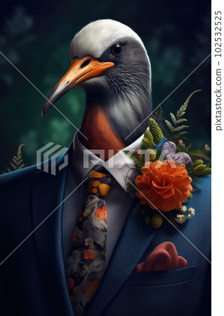 Portrait of owl in elegant suit. Generative AI 102532525