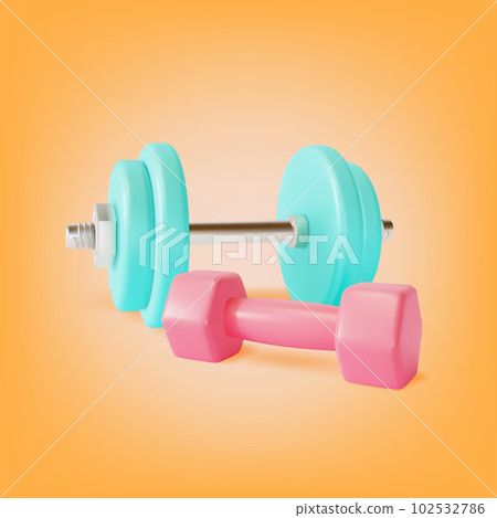 3d Gym Equipment Dumbbell Set Cartoon Style Symbol of Fitness Exercise. Vector illustration of Different Dumbell 3d Gym Equipment Dumbbell Set Cartoon Style Symbol of Fitness Exercise. Vector illustration of Different Dumbell 102532786