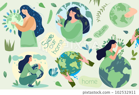 Hands cradling the globe, expressing a profound respect and care for Mother Nature. Concept signifying environmental challenges and the importance of protecting the Earth. Vector Hands cradling the globe, expressing a profound respect and care for Mother Nature. Concept signifying environmental challenges and the importance of protecting the Earth. Vector 102532911