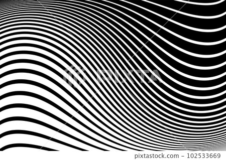 Abstract Black and White Wavy Lines Pattern with 3D Illusion and Twisting Movement Effect. Vector Art. Abstract Black and White Wavy Lines Pattern with 3D Illusion and Twisting Movement Effect. Vector Art. 102533669