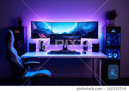 Gaming PC room with Led lights 20510221 Stock Video at Vecteezy