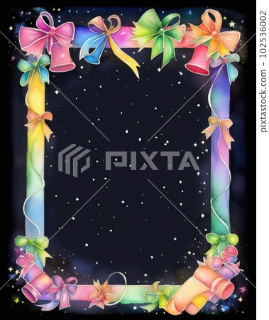 AI generated Watercolor frame with confetti and ribbons on black background AI generated Watercolor frame with confetti and ribbons on black background 102536002