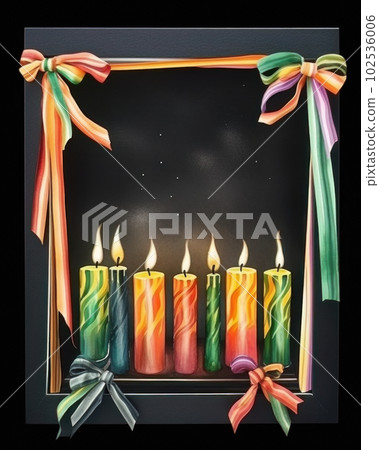 AI generated frame Colorful wax candles on blackboard with space for your text AI generated frame Colorful wax candles on blackboard with space for your text 102536006
