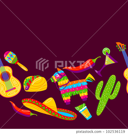 Cinco de Mayo seamless pattern. Mexican holiday items. Cinco de Mayo seamless pattern. Mexican holiday items. 102536119