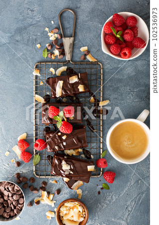 Brownies on a cooling rack 102536973