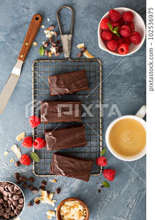 Brownies on a cooling rack 102536975