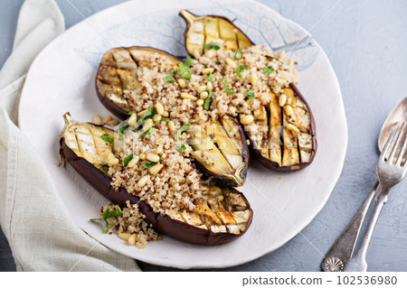 Roasted eggplant with quinoa Roasted eggplant with quinoa 102536980