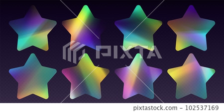 Crystal refraction stickers, leak flare, rainbow sunlight effect, holographic reflections in star shape. 102537169