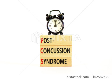 PCS post-concussion syndrome symbol. Concept words PCS post-concussion syndrome on wooden blocks on a beautiful white table white background. Medical PCS post-concussion syndrome concept. Copy space. PCS post-concussion syndrome symbol. Concept words PCS post-concussion syndrome on wooden blocks on a beautiful white table white background. Medical PCS post-concussion syndrome concept. Copy space. 102537320