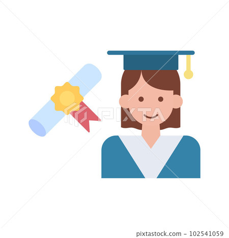 Receiving Degree icon vector image. Suitable for mobile apps, web apps and print media. Receiving Degree icon vector image. Suitable for mobile apps, web apps and print media. 102541059