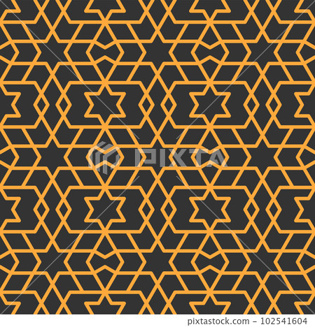 Mashrabiya arabesque arabic pattern. Seamless islamic background. Vector arab window ornament, cnc laser cut decorative wall panel, wallpaper in ethnic ornate style. Abstract grid or mosaic mesh 102541604