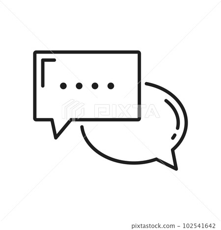 Dialog message speech bubble thought note isolated outline icon. Vector dialogue or talk speech bubble, chatting or message box, thought or say text sign 102541642