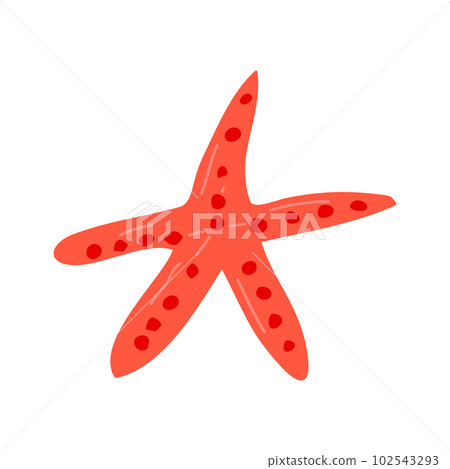 Elements of botany underwater marine plants, flora. The starfish. Design of a summer banner, poster. Isolated vector flat illustration. 102543293