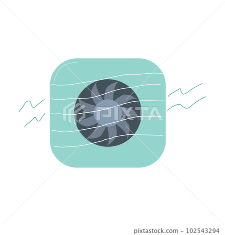 Home household fan isolated on white background. A device for climate control and air cooling. Vector flat illustration. Home household fan isolated on white background. A device for climate control and air cooling. Vector flat illustration. 102543294