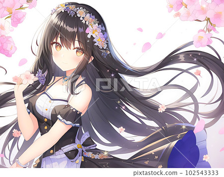 Cute Girl Illustration, Anime, Manga, Japan, - Stock
