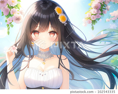 Cute Girl Illustration, Anime, Manga, Japan, - Stock