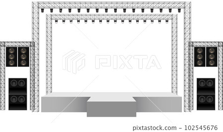 white stage and speaker with backdrop on the truss system on the white background 102545676