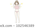 A cute girl who is pleased with diet success and constriction 102546389