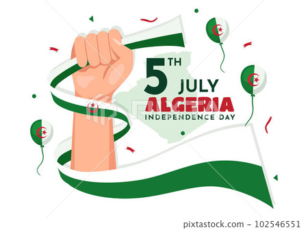 Happy Algeria Independence Day Vector Illustration with Waving Flag in Flat Cartoon Hand Drawn Landing Page Green Background Templates Happy Algeria Independence Day Vector Illustration with Waving Flag in Flat Cartoon Hand Drawn Landing Page Green Background Templates 102546551