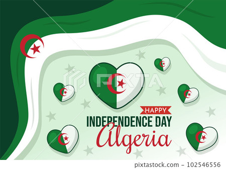 Happy Algeria Independence Day Vector Illustration with Waving Flag in Flat Cartoon Hand Drawn Landing Page Green Background Templates Happy Algeria Independence Day Vector Illustration with Waving Flag in Flat Cartoon Hand Drawn Landing Page Green Background Templates 102546556