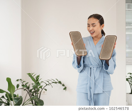Portrait of asian woman with sadhu boards. Portrait of asian woman with sadhu boards. 102546578