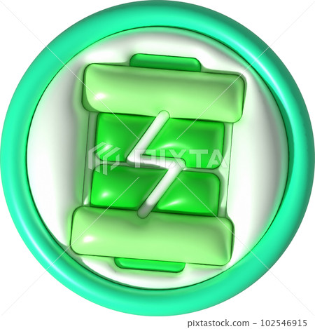 illustration 3D. Battery icon with charge level indicator. minimalist cartoon style 102546915