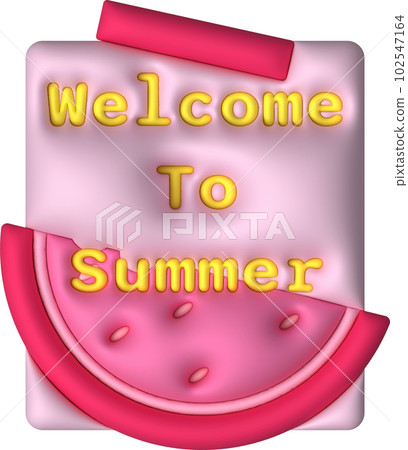 illustration 3d, watermelon icon and text hello summer for design illustration 3d, watermelon icon and text hello summer for design 102547164