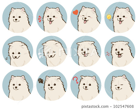 博美犬面部表情圖標集(白色) 博美犬面部表情圖標集(白色) 102547608