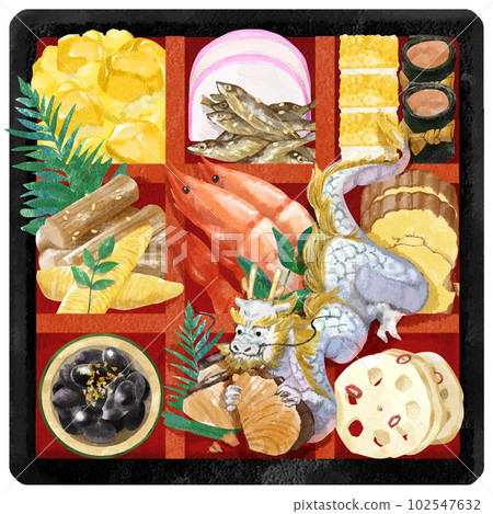 New Year's card material Dragon eating New Year's 102547632
