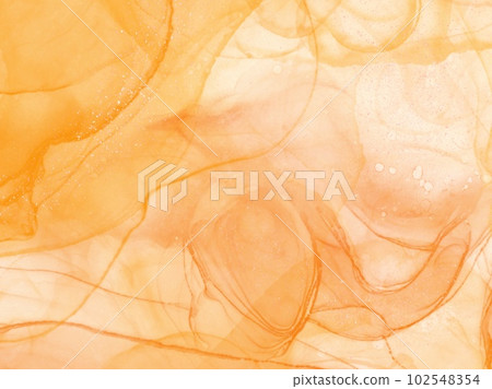 Orange white abstract background of marble liquid alcohol ink watercolor art painting. 102548354