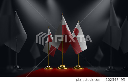 The Greenland national flag on the red carpet 102548495