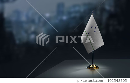 A small Mercosur flag on an abstract blurry background A small Mercosur flag on an abstract blurry background 102548505